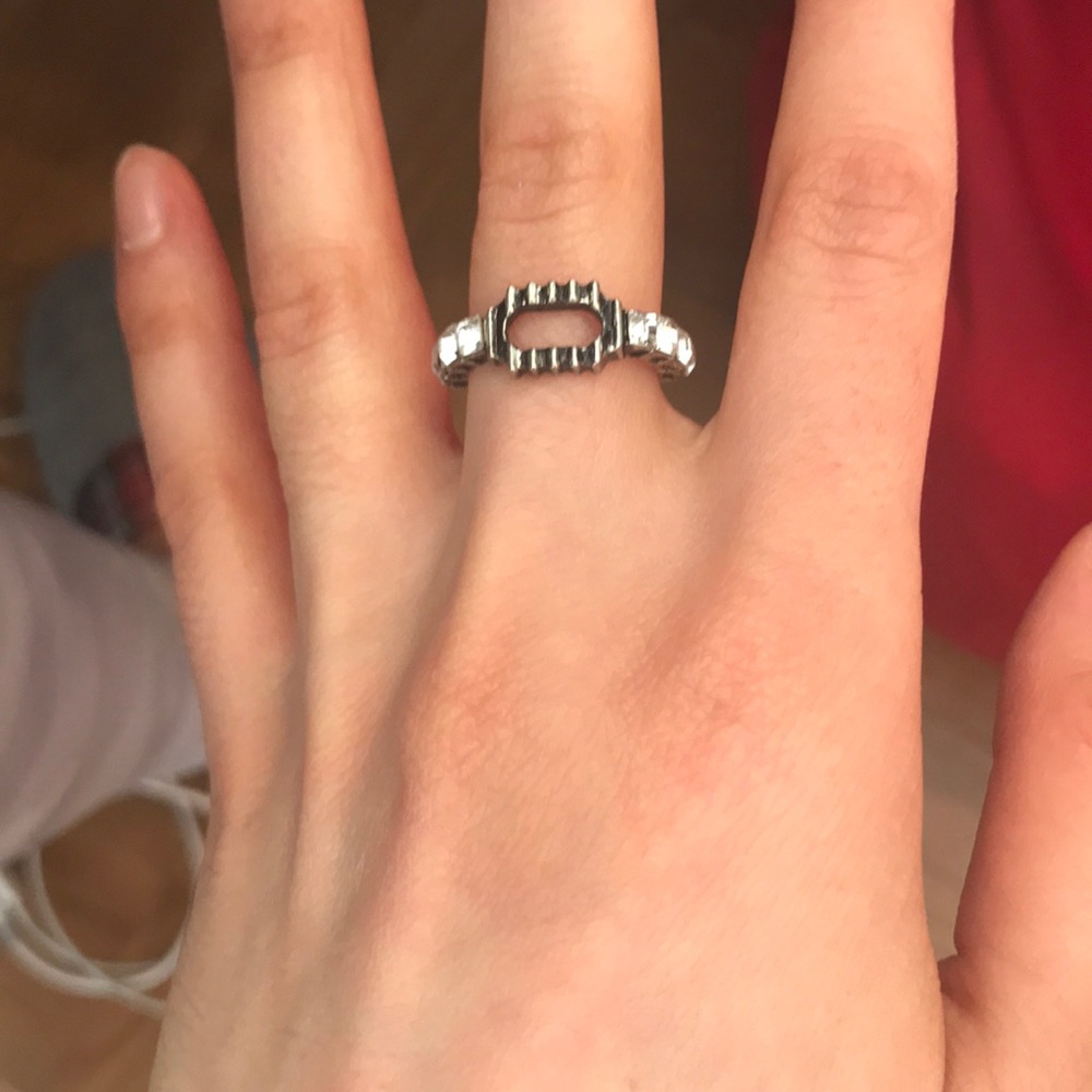 Silver bauble bar ring